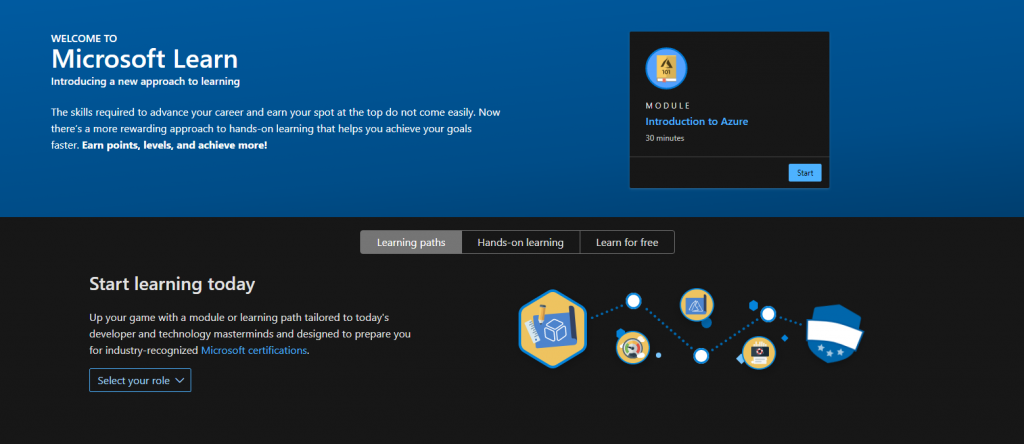 Microsoft Learn homepage
